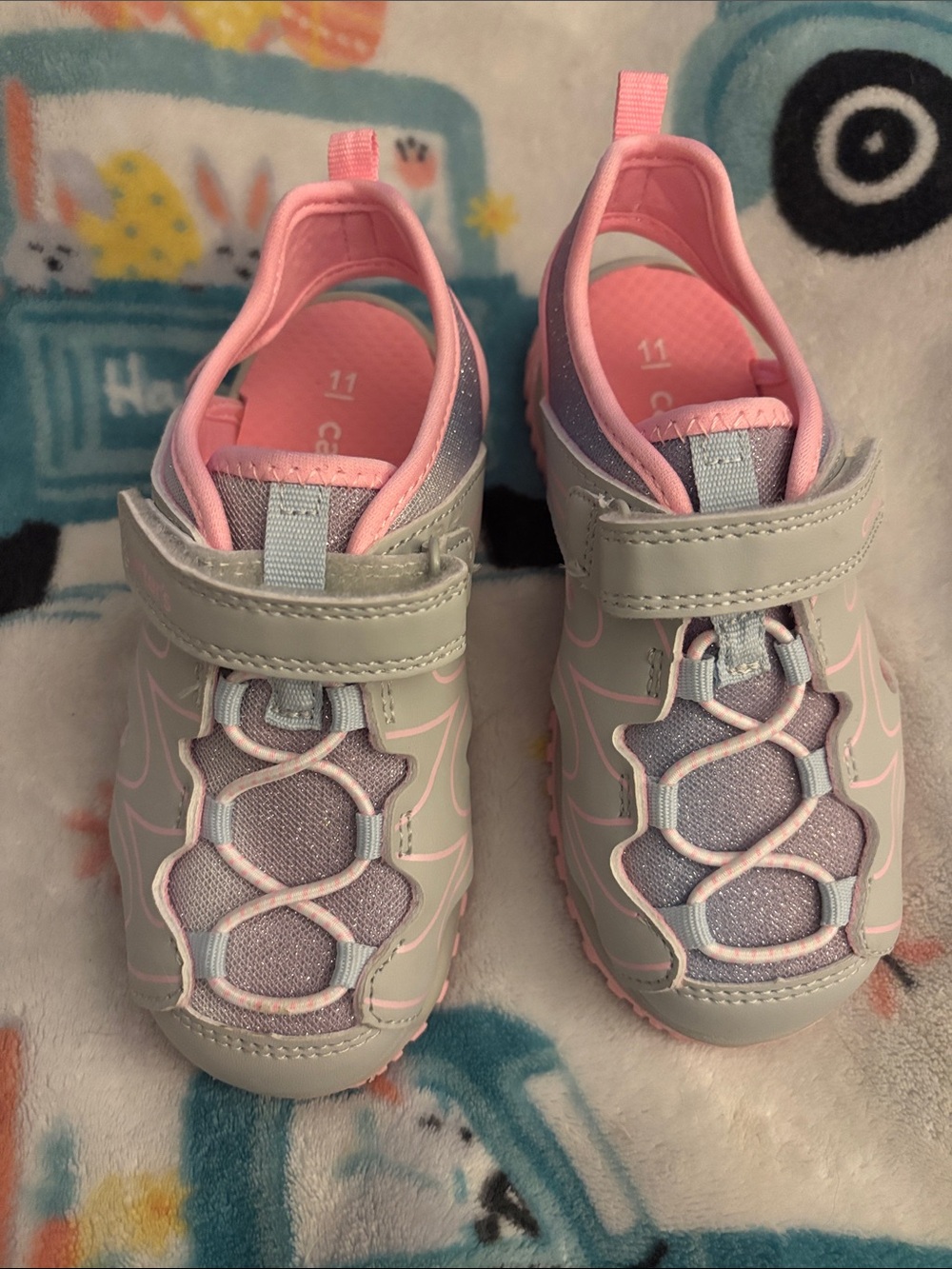 Carters Girls Kids Light Pink & Gray Active Sandals